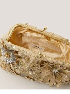 Outlet Monsoon Gold Bloom Floral Embellished Clutch Bag