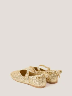 Monsoon Glitter Back Bow Ballet Flats^ Shoes