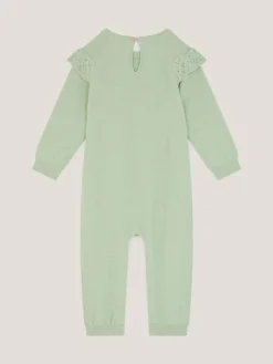 Monsoon Green Newborn Embroidered Cable Knit Romper^ Rompers & Overalls