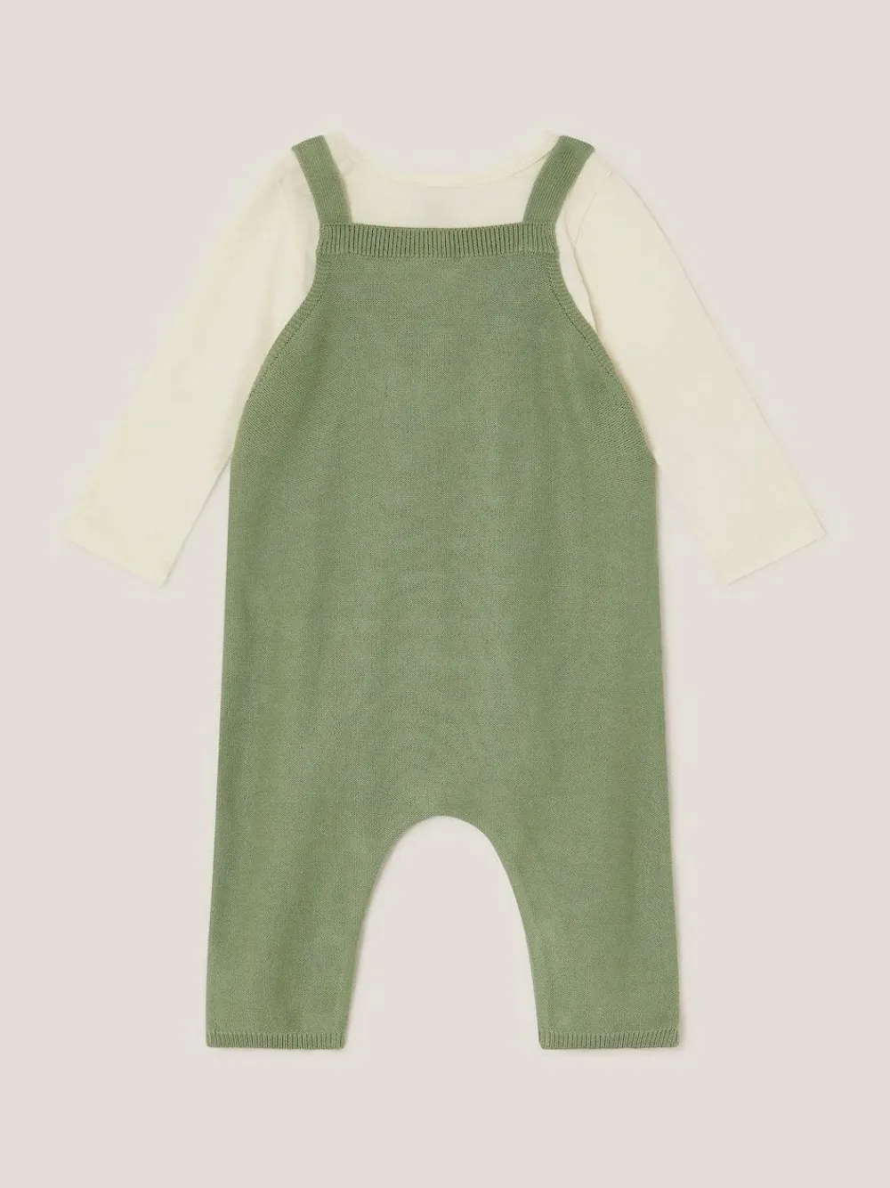 Best Monsoon Green Newborn Fox Cable Knit Dungarees Set