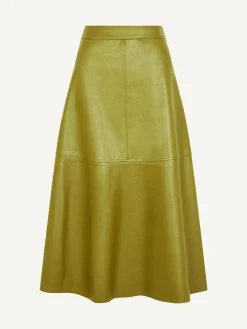 New Monsoon Green Pippa Faux Leather Midi Skirt