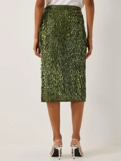 Monsoon Green Serenity Sequin Midi Skirt^Women Skirts