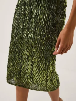 Monsoon Green Serenity Sequin Midi Skirt^Women Skirts
