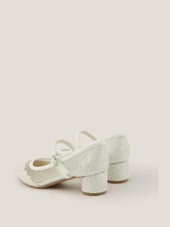 Clearance Monsoon Natural Annabelle Glitter Mesh Heels