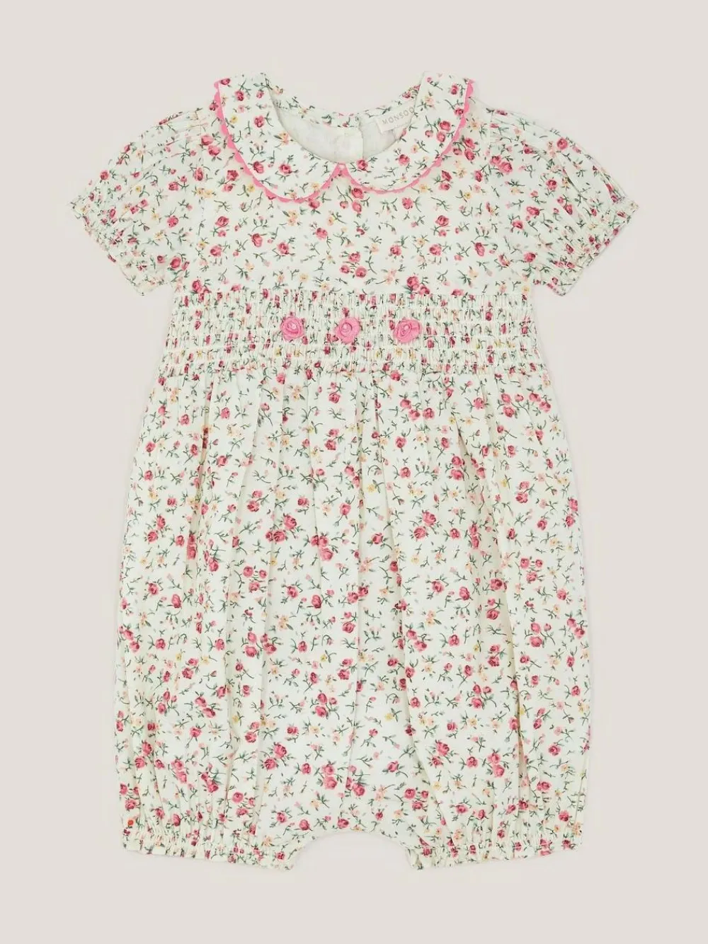 Monsoon Natural Baby Rose Smocked Romper^ Jumpsuits & Playsuits
