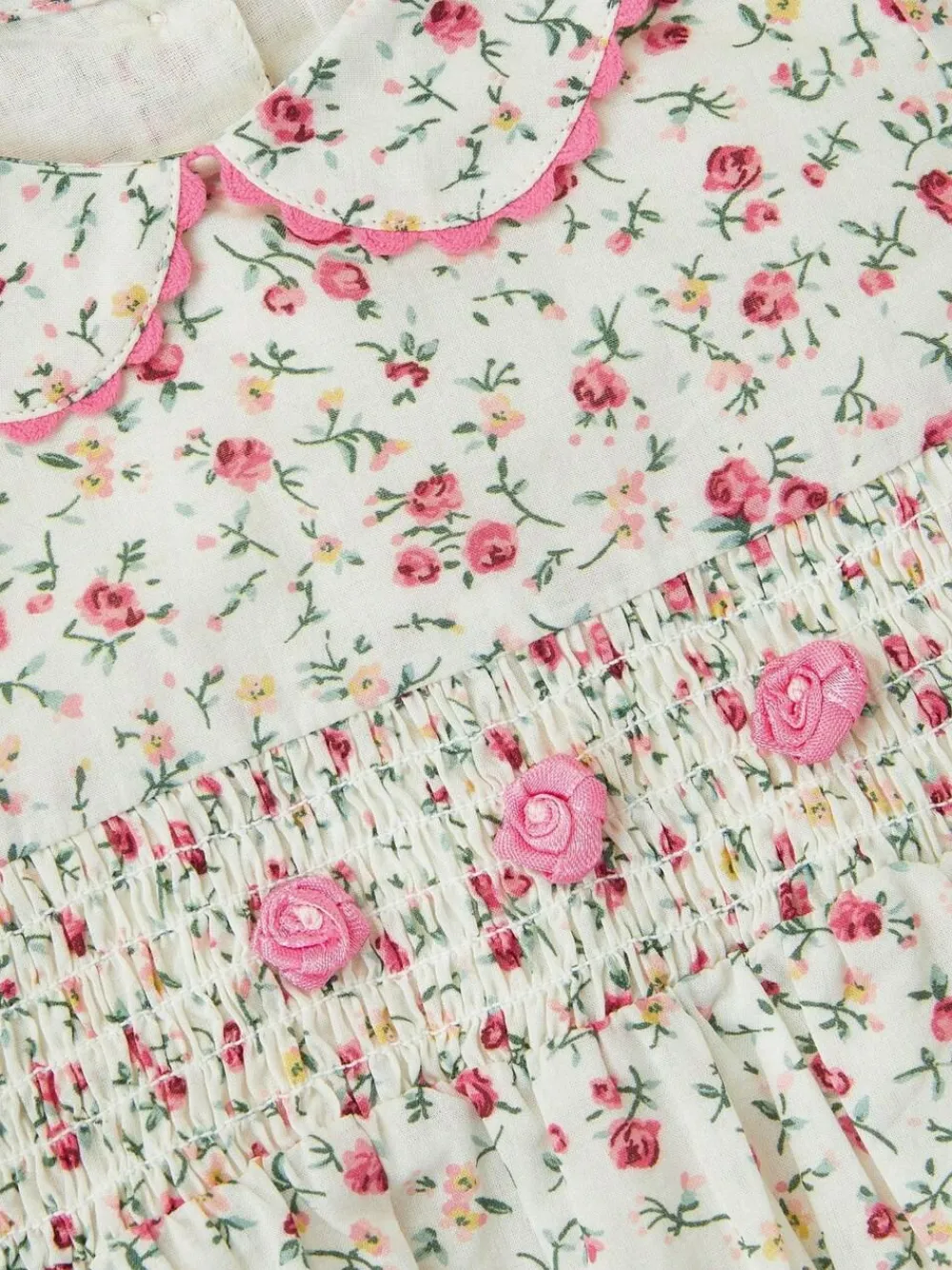 Monsoon Natural Baby Rose Smocked Romper^ Jumpsuits & Playsuits