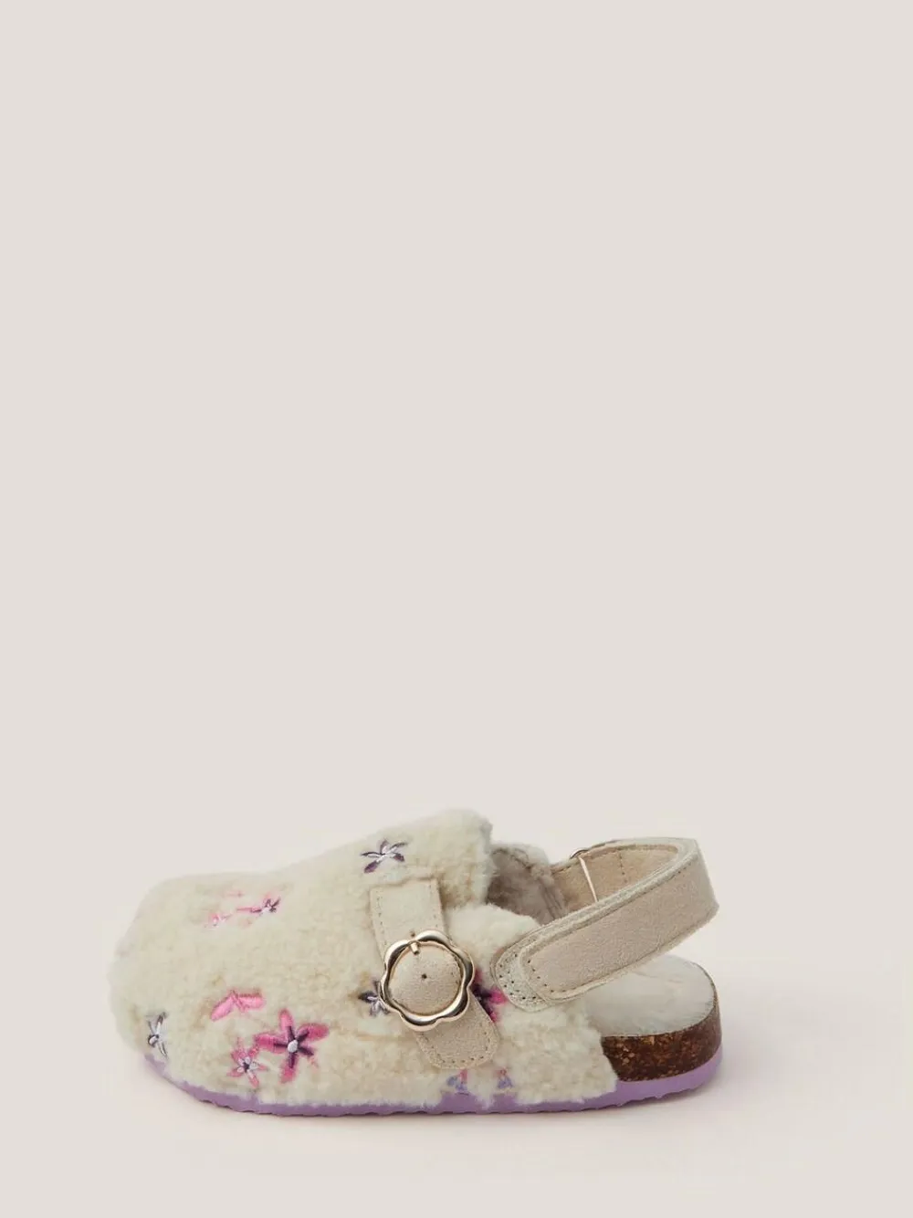 Monsoon Natural Floral Borg Clogs^ Shoes