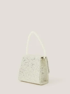 Hot Monsoon Natural Glitter Pearl Bow Handbag & Hair Clips Set