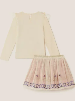 Monsoon Natural Ruffle Top & Embellished Skirt Set^ Shorts & Skirts