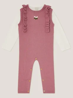 Monsoon Pink Baby Top and Knit Dungarees Set^ Jumpsuits & Playsuits