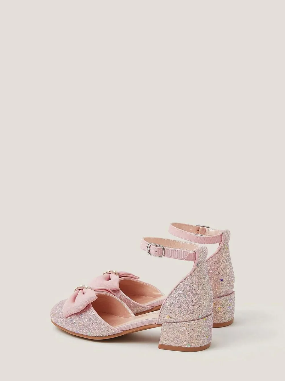 Online Monsoon Pink Bow Glitter Chunky Heels