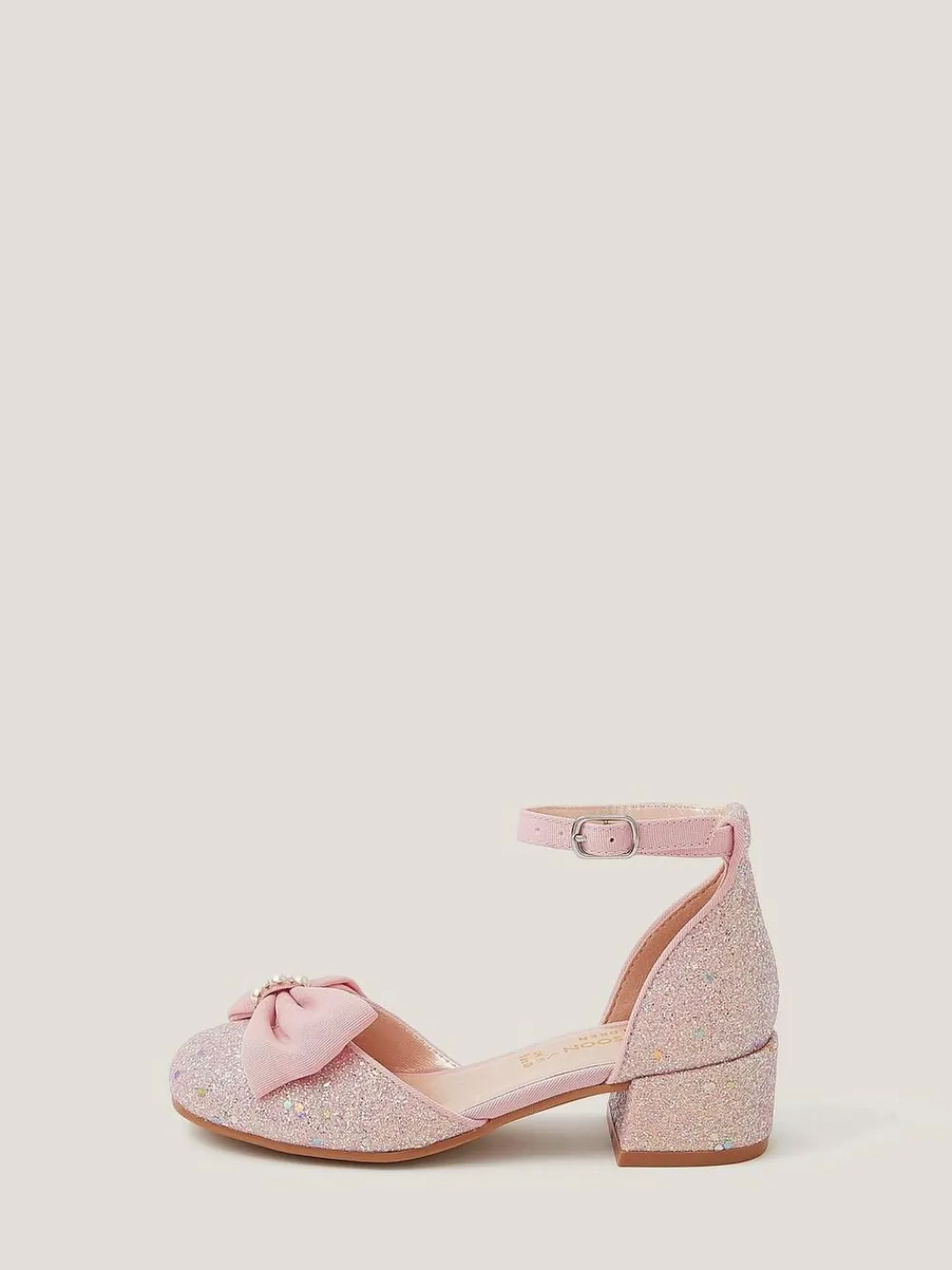 Online Monsoon Pink Bow Glitter Chunky Heels