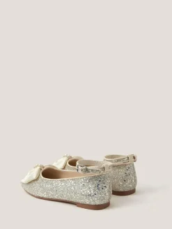 Monsoon Pink Bow Glitter Ballet Flats^ Shoes
