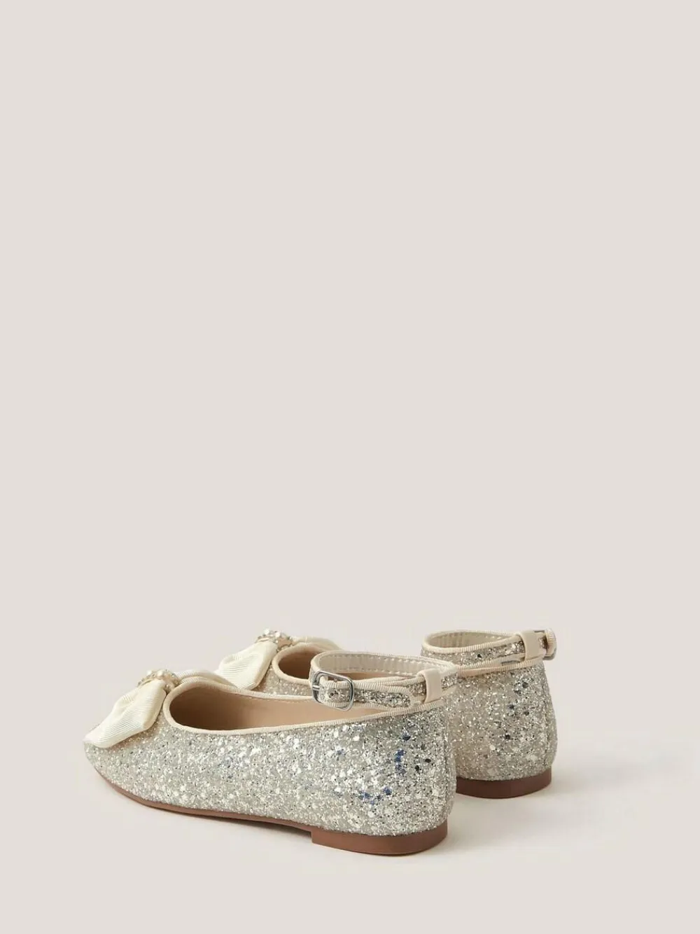 Monsoon Pink Bow Glitter Ballet Flats^ Shoes
