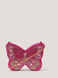 Discount Monsoon Pink Butterfly Embellished Bag