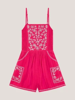 Monsoon Pink Floral Print Embroidered Playsuit^ Jumpsuits & Playsuits