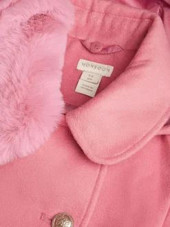 Monsoon Pink Natalia Faux Collar Double Breasted Coat^ Coats, Jackets & Pramsuits|Coats, Jackets & Pramsuits