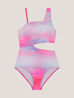 Online Monsoon Pink Ombré Asymmetrical Cut Out Swimsuit