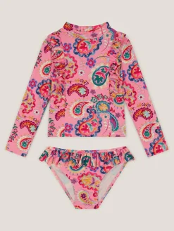Online Monsoon Pink Paisley Print UPF50+ Long Sleeve Swim Set