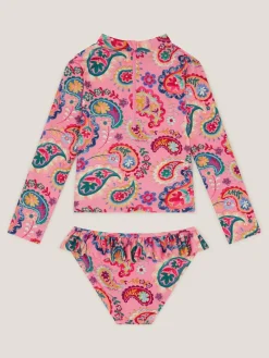 Online Monsoon Pink Paisley Print UPF50+ Long Sleeve Swim Set
