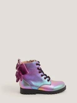 Monsoon Pink Rainbow Lace Up Boots^ Boots & Wellies