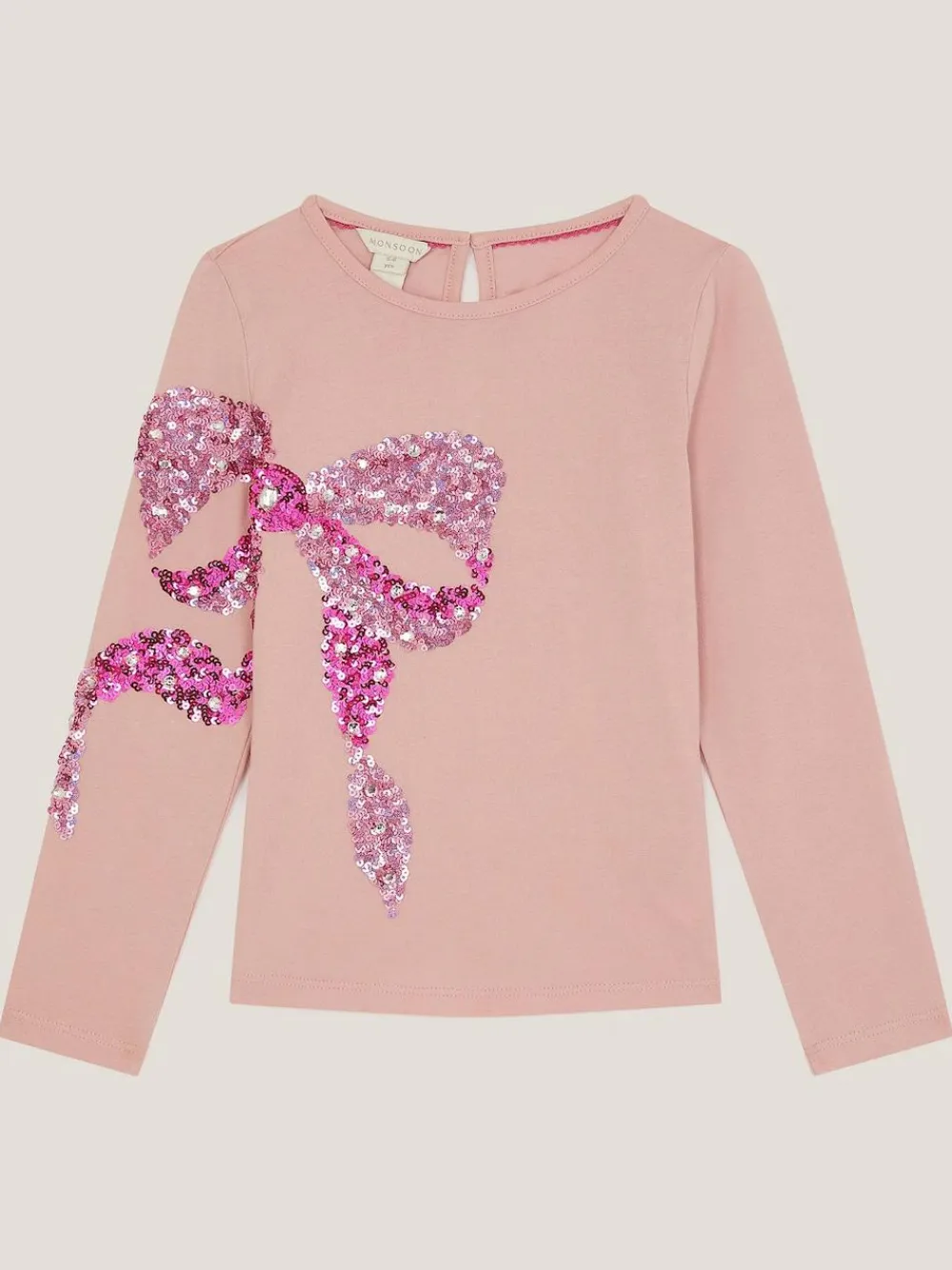 Monsoon Pink Sequin Bow Long Sleeve Top^ T-Shirts