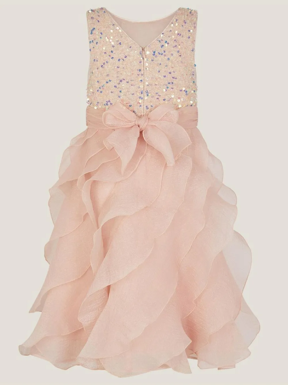 Monsoon Pink Sequin Waterfall Ruffle Party Dress^ Dresses