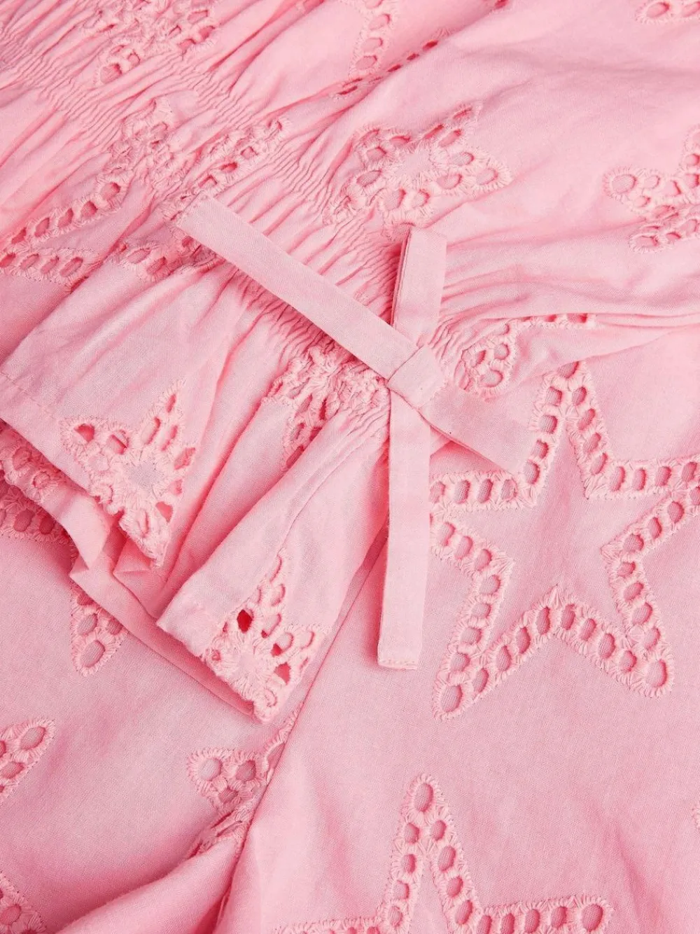 Monsoon Pink Star Cutwork Top & Shorts Set