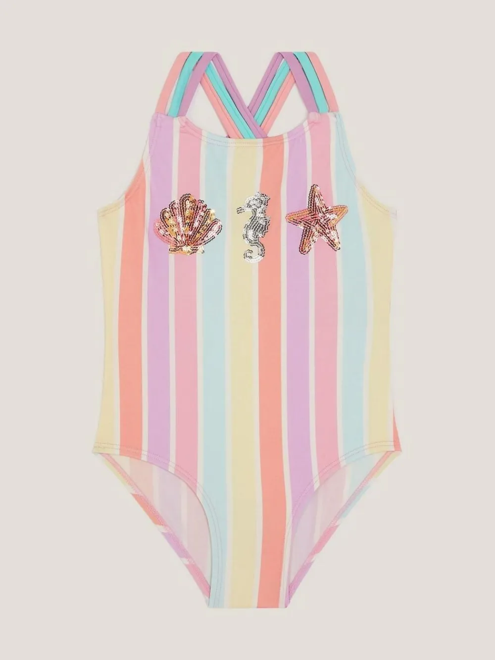 Hot Monsoon Pink Stripe Pastel Swimsuit
