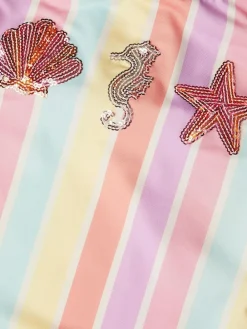 Hot Monsoon Pink Stripe Pastel Swimsuit