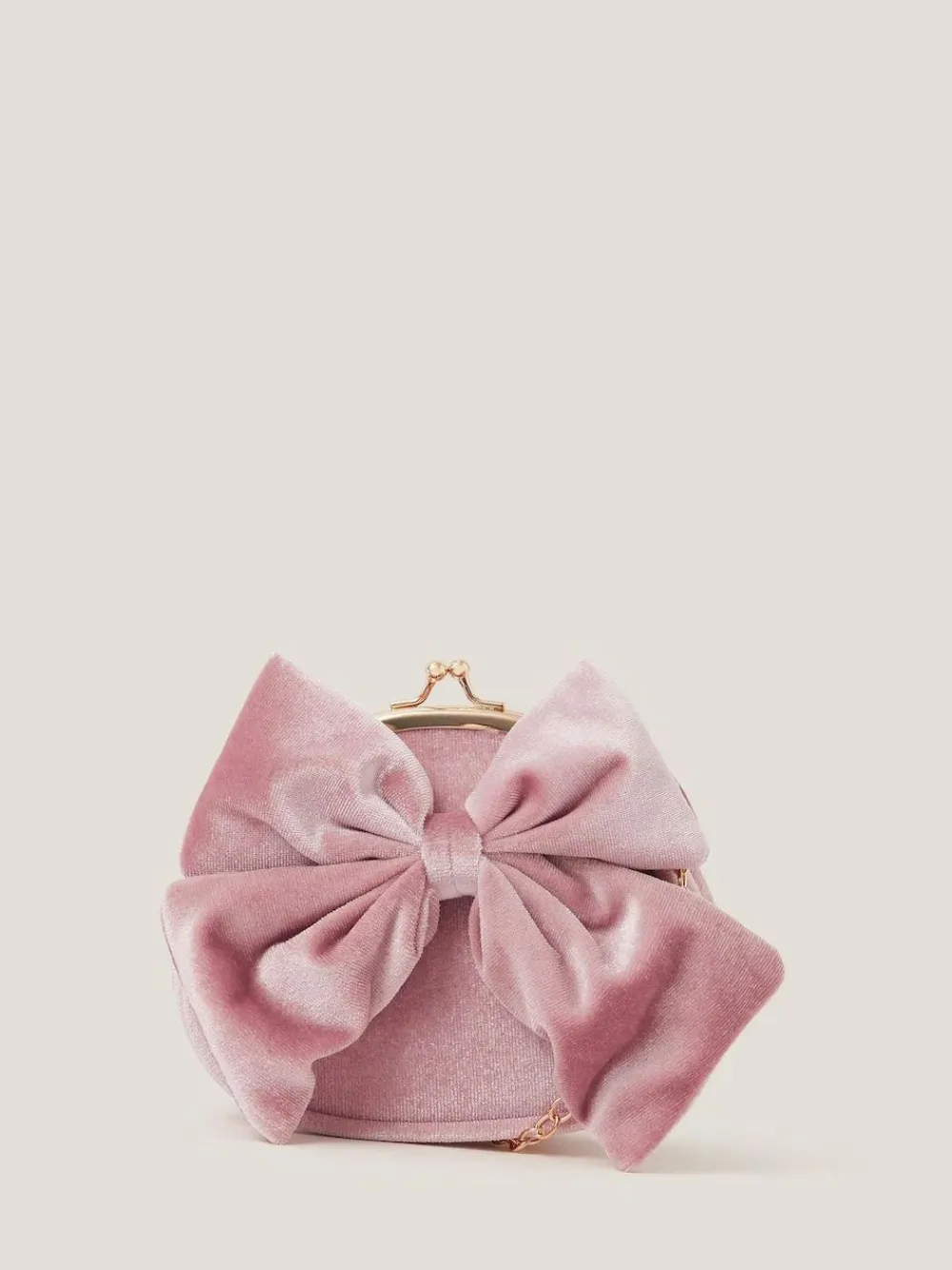 Monsoon Pink Velvet Bow Clip Frame Bag^ Bags