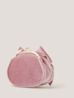 Monsoon Pink Velvet Bow Clip Frame Bag^ Bags