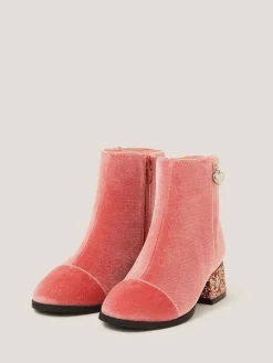 Outlet Monsoon Pink Velvet Glitter Heel Boots