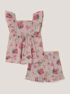Monsoon Purple Baby Floral Frilly Top & Shorts Set^ Shorts