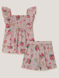 Monsoon Purple Baby Floral Frilly Top & Shorts Set^ Shorts