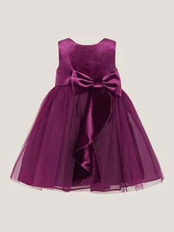Sale Monsoon Baby Velvet Bow Party Dress Purple