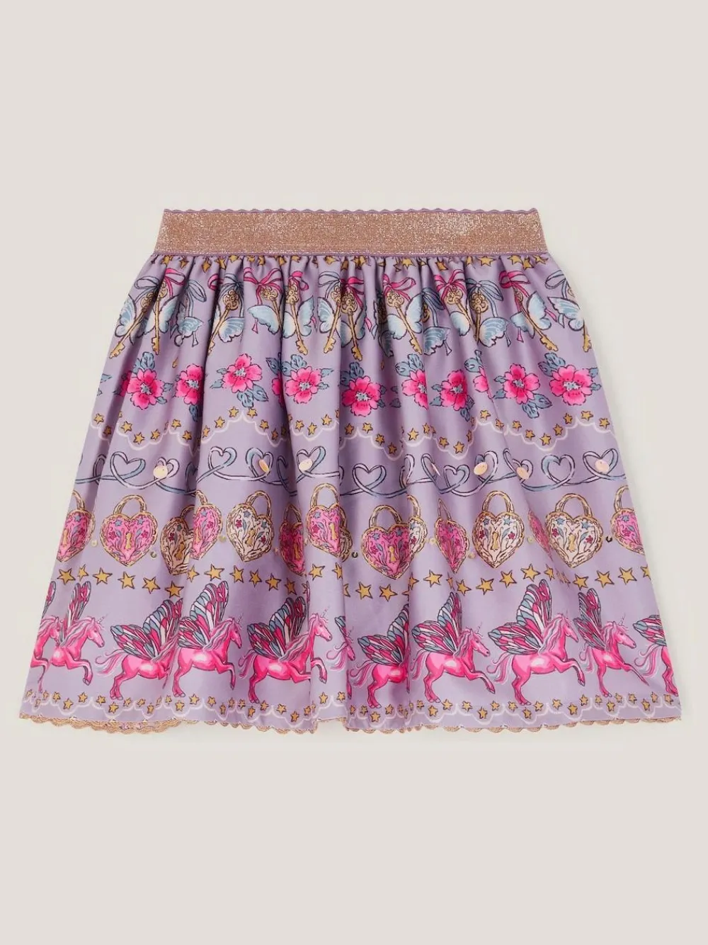 Monsoon Purple Magical Unicorn Print Satin Skirt