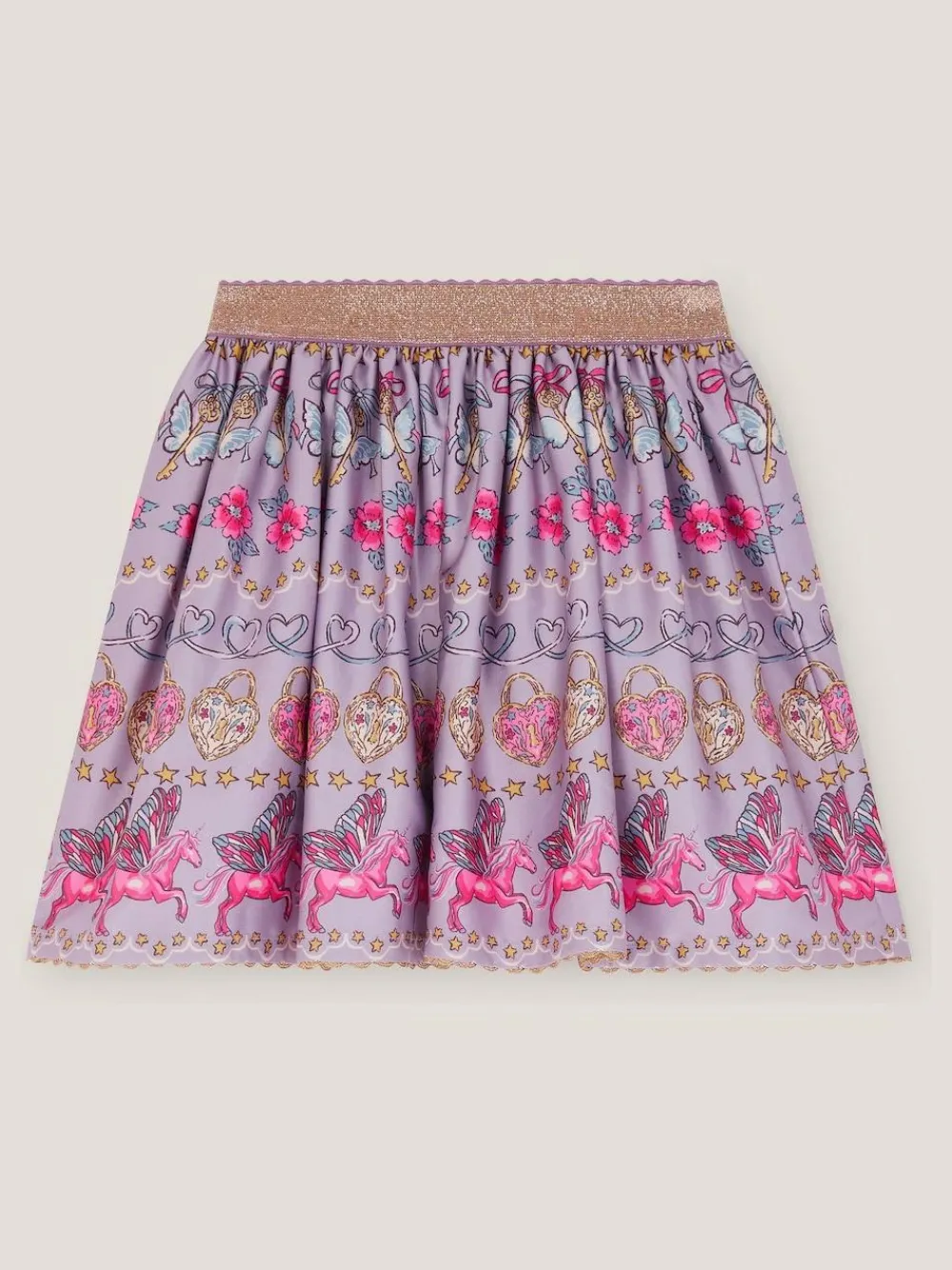 Monsoon Purple Magical Unicorn Print Satin Skirt