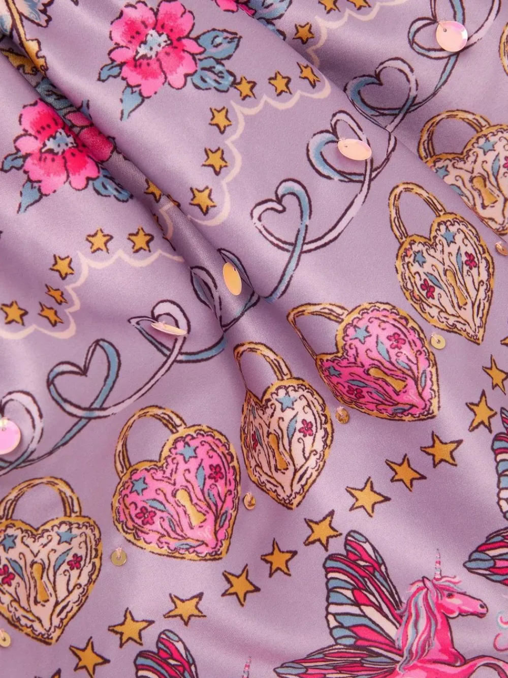 Monsoon Purple Magical Unicorn Print Satin Skirt