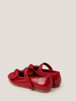 Monsoon Red Bow Patent Strap Ballet Shoes
