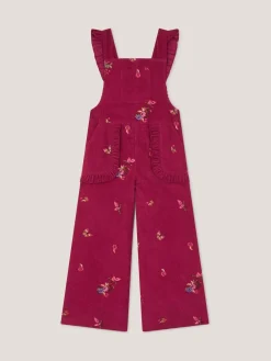 Online Monsoon Red Embroidered Corduroy Dungarees