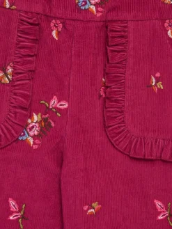 Online Monsoon Red Embroidered Corduroy Dungarees