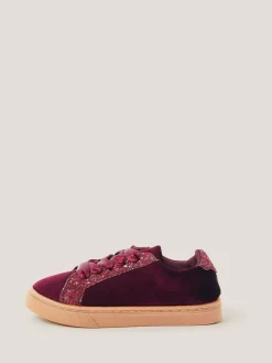Monsoon Red Glitter Velvet Trainers^ Shoes