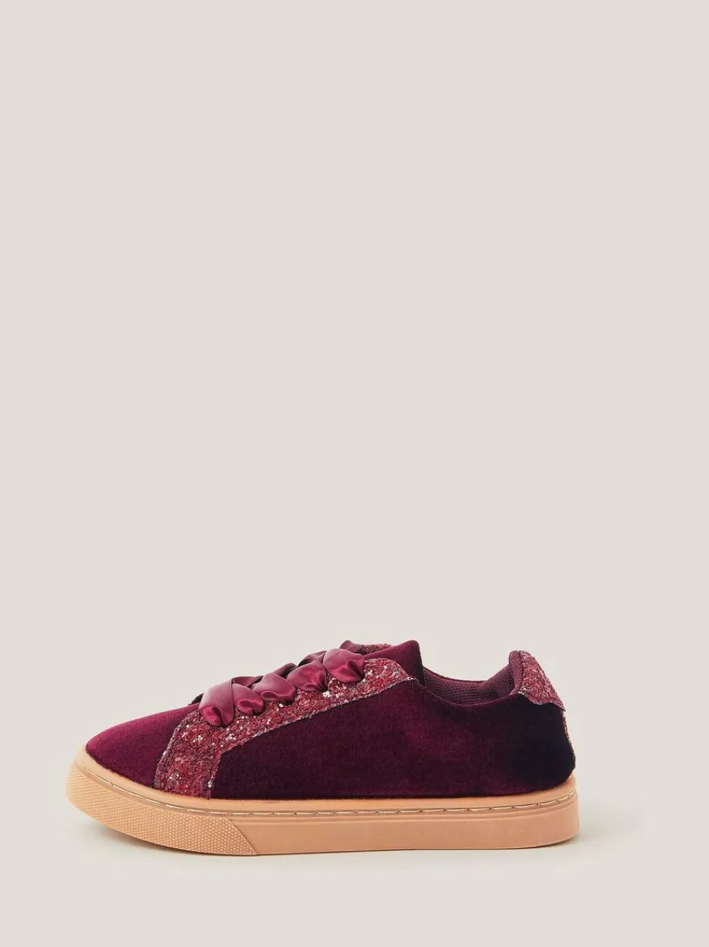Monsoon Red Glitter Velvet Trainers^ Shoes