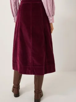Monsoon Red Jamie Button Corduroy Midi Skirt^Women Skirts