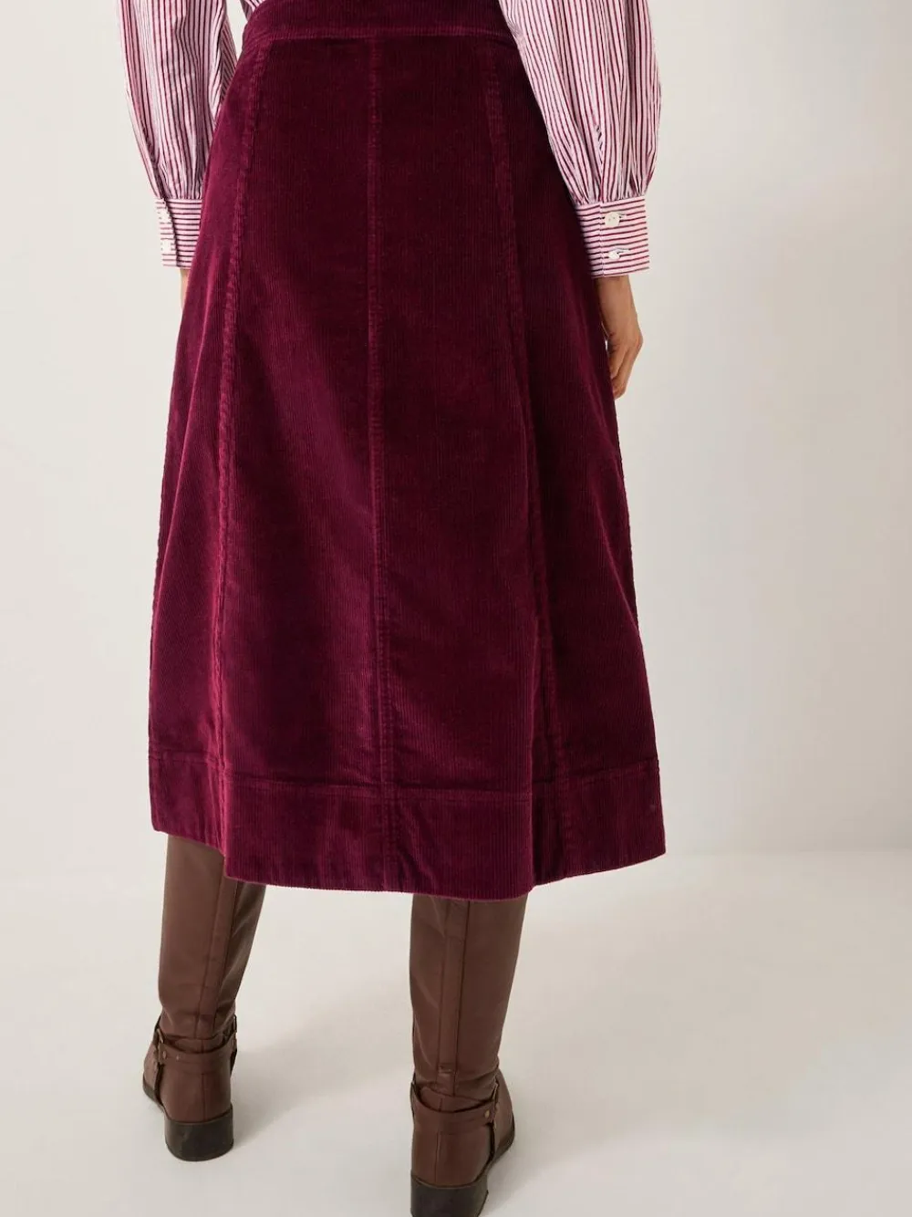 Monsoon Red Jamie Button Corduroy Midi Skirt^Women Skirts