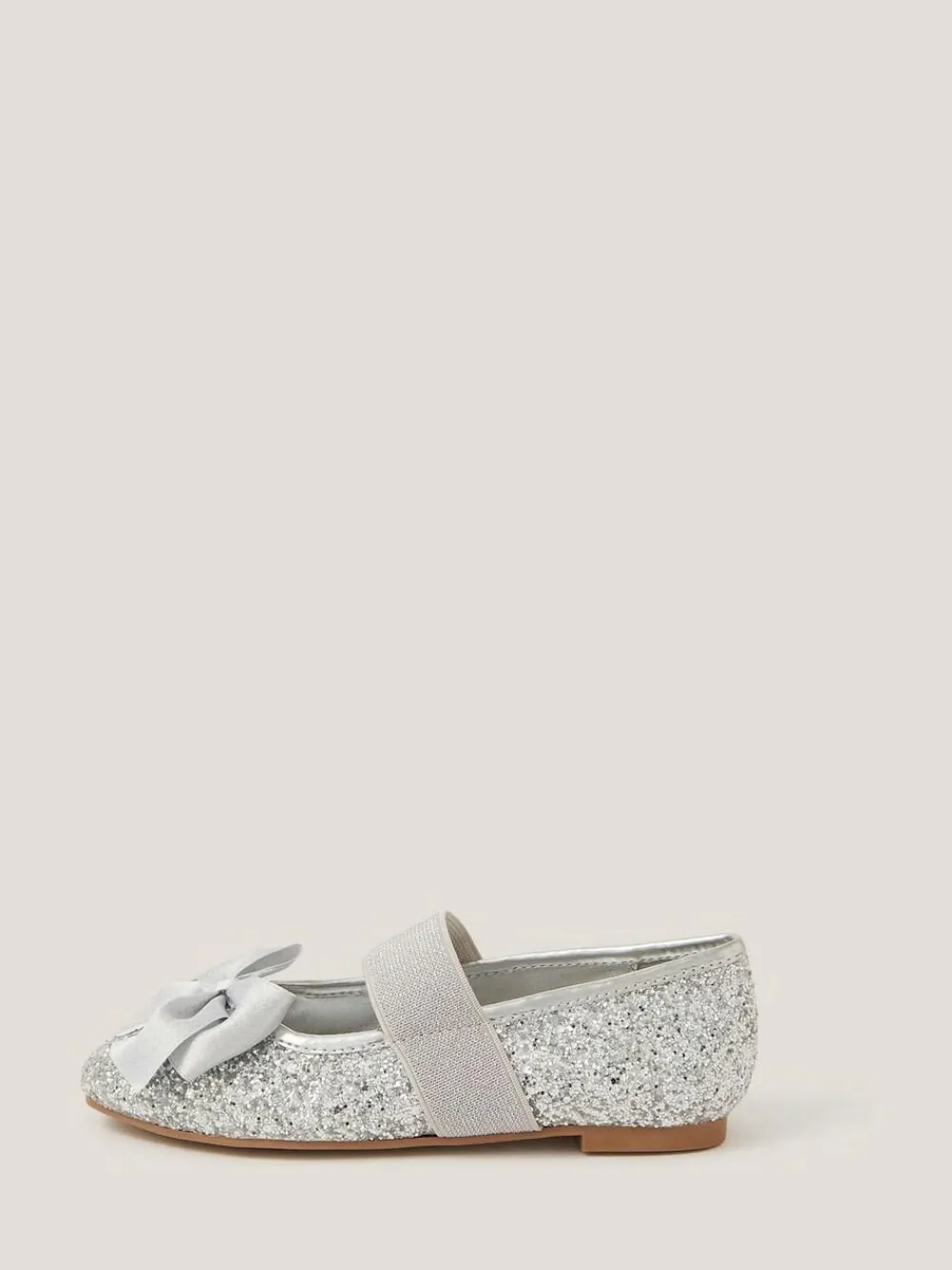 Sale Monsoon Silver Glitter Bow Ballet Flats