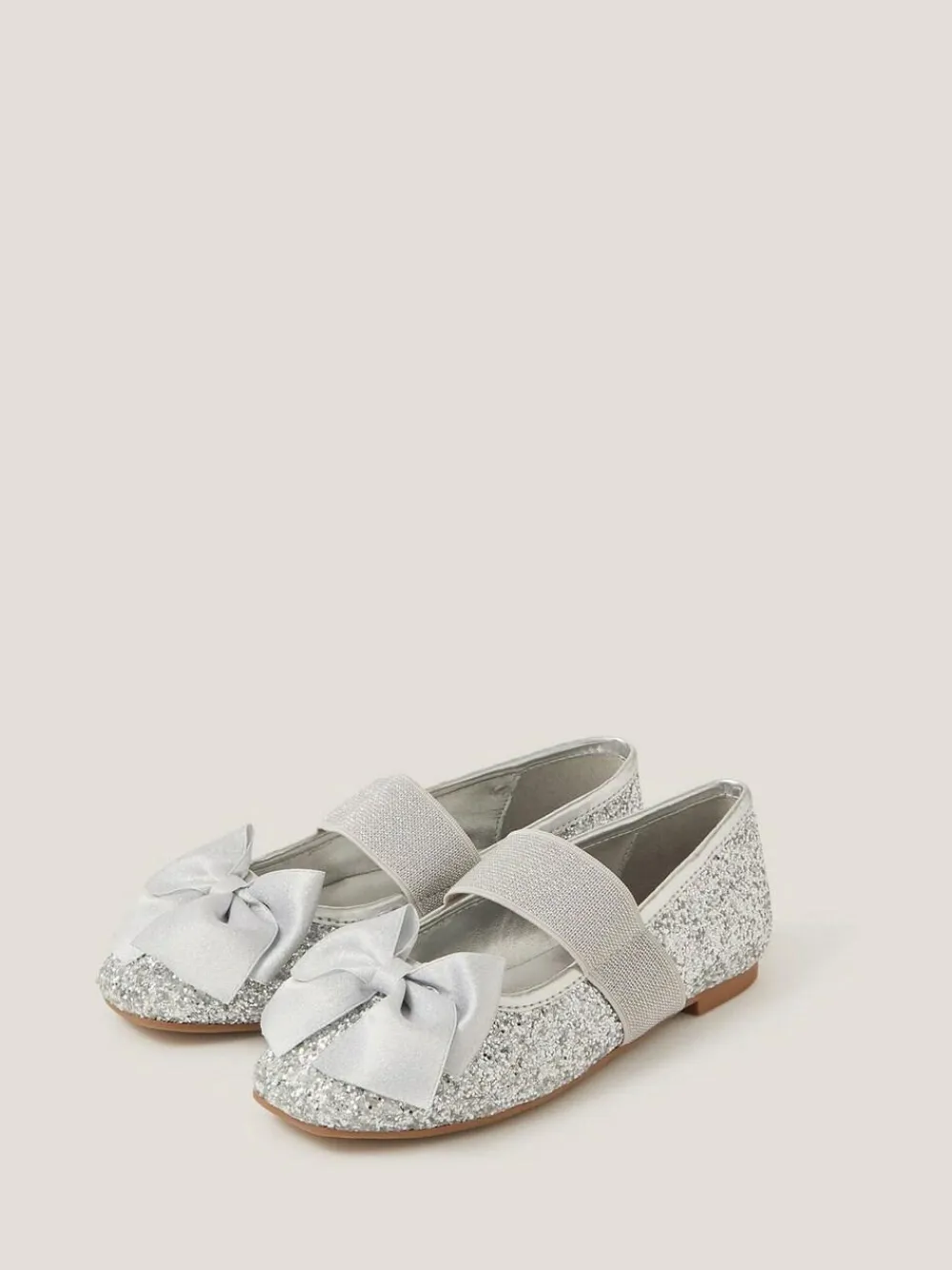 Sale Monsoon Silver Glitter Bow Ballet Flats