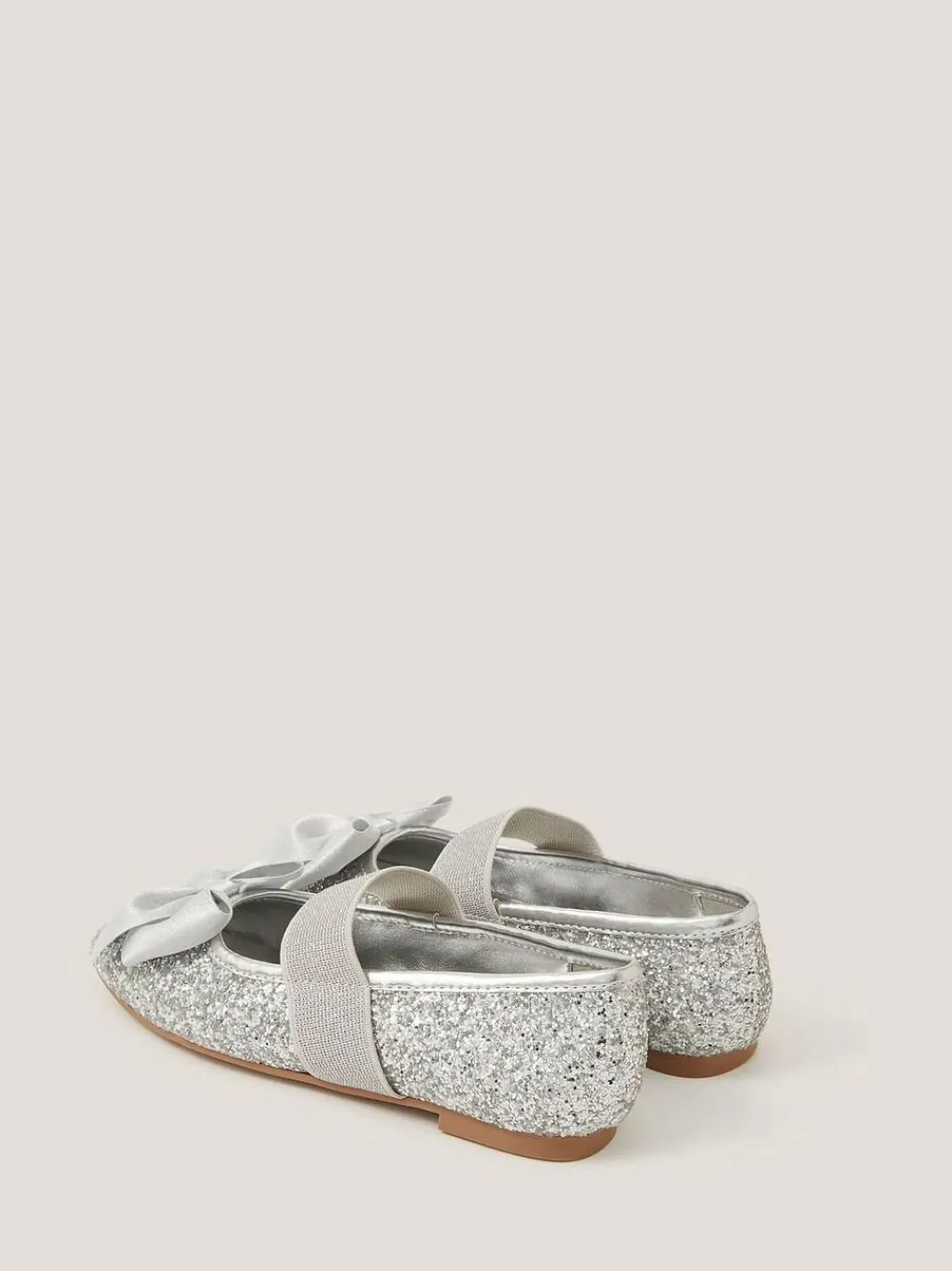 Sale Monsoon Silver Glitter Bow Ballet Flats