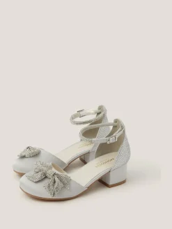 Discount Monsoon Silver Sparkle Bow Two-Part Heels
